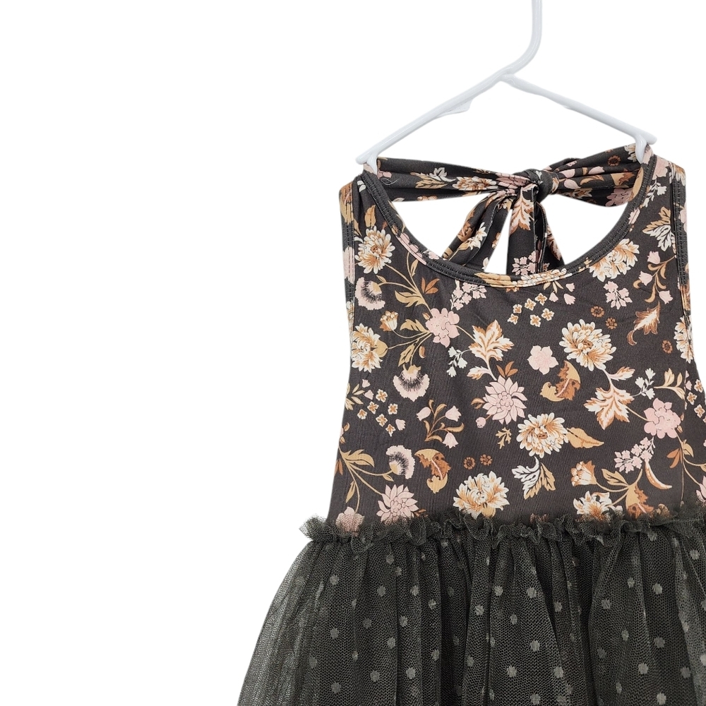 Joy Folie Girl's Floral Halter Hi-Low Tier Layered Tulle Dress - 8 - Picture 2 of 8